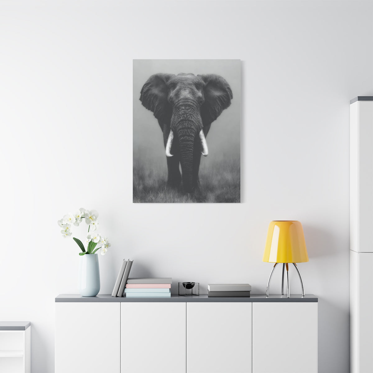 Black and White Elephant Portrait Wall Art & Canvas Prints