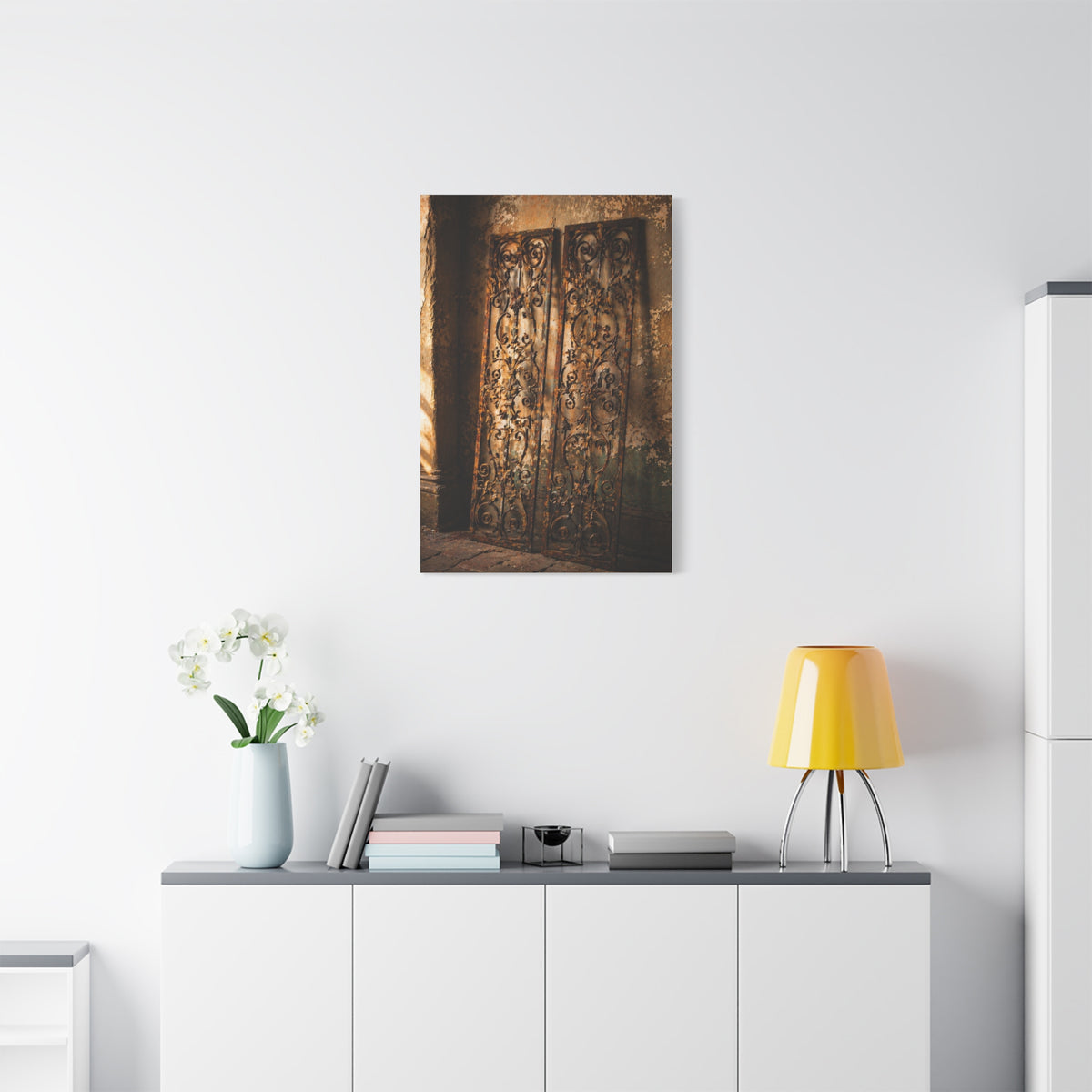 Wrought Iron Shutter Study Wall Art & Canvas Print