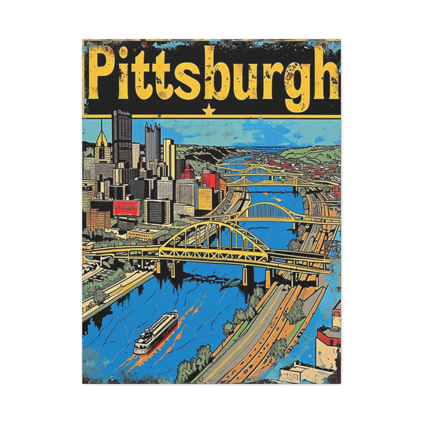 Pittsburgh Graffiti Steel Bridge Poster Wall Art & Canvas Prints