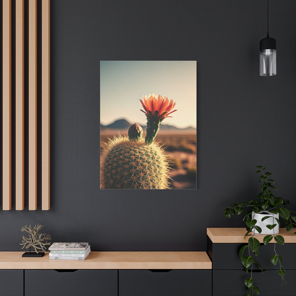 Golden Hour Desert Cactus Blossom Wall Art & Canvas Prints