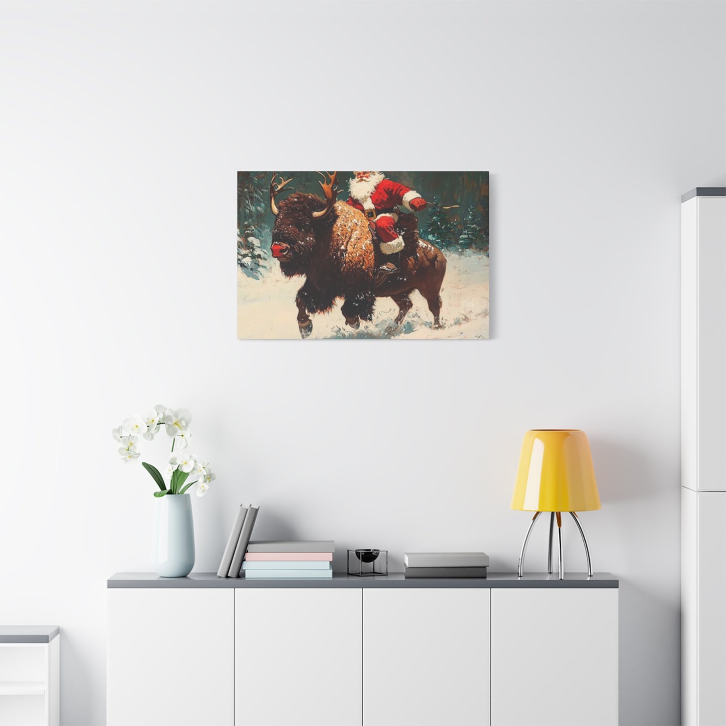 Santa Claus On Yak Wall Art & Canvas Prints