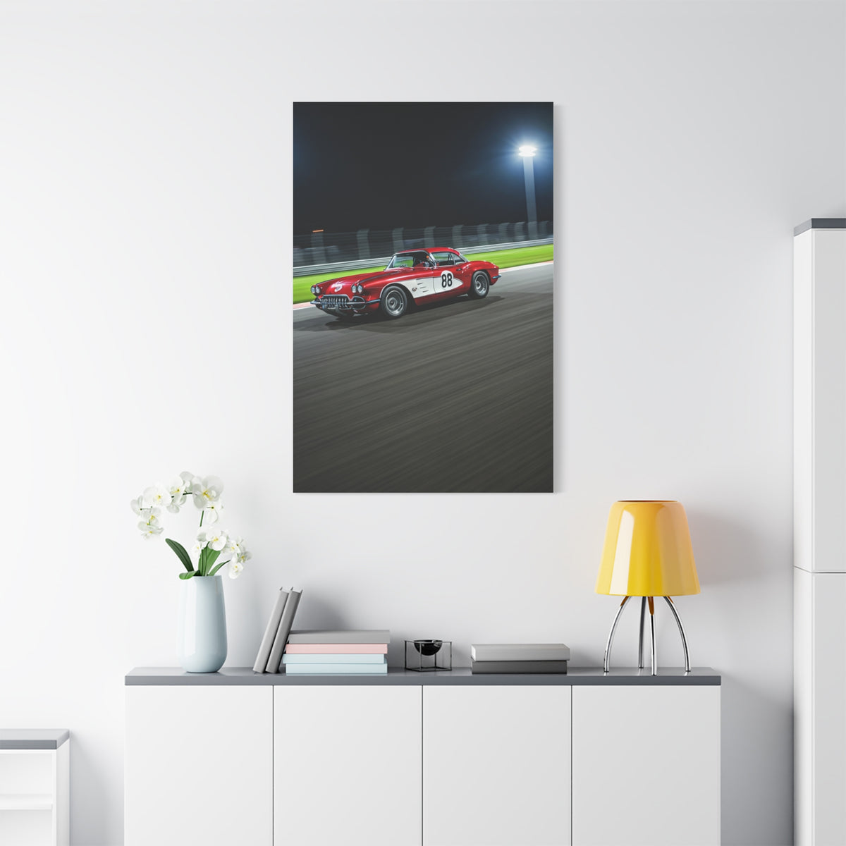 1962 Chevrolet Corvette C1 Night Circuit Racer Wall Art & Canvas Prints