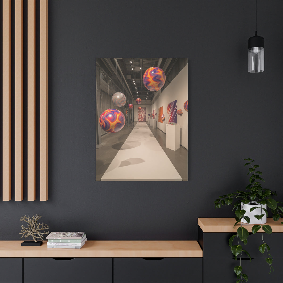 Floating Color Sphere Gallery Installation Wall Art & Canvas Print