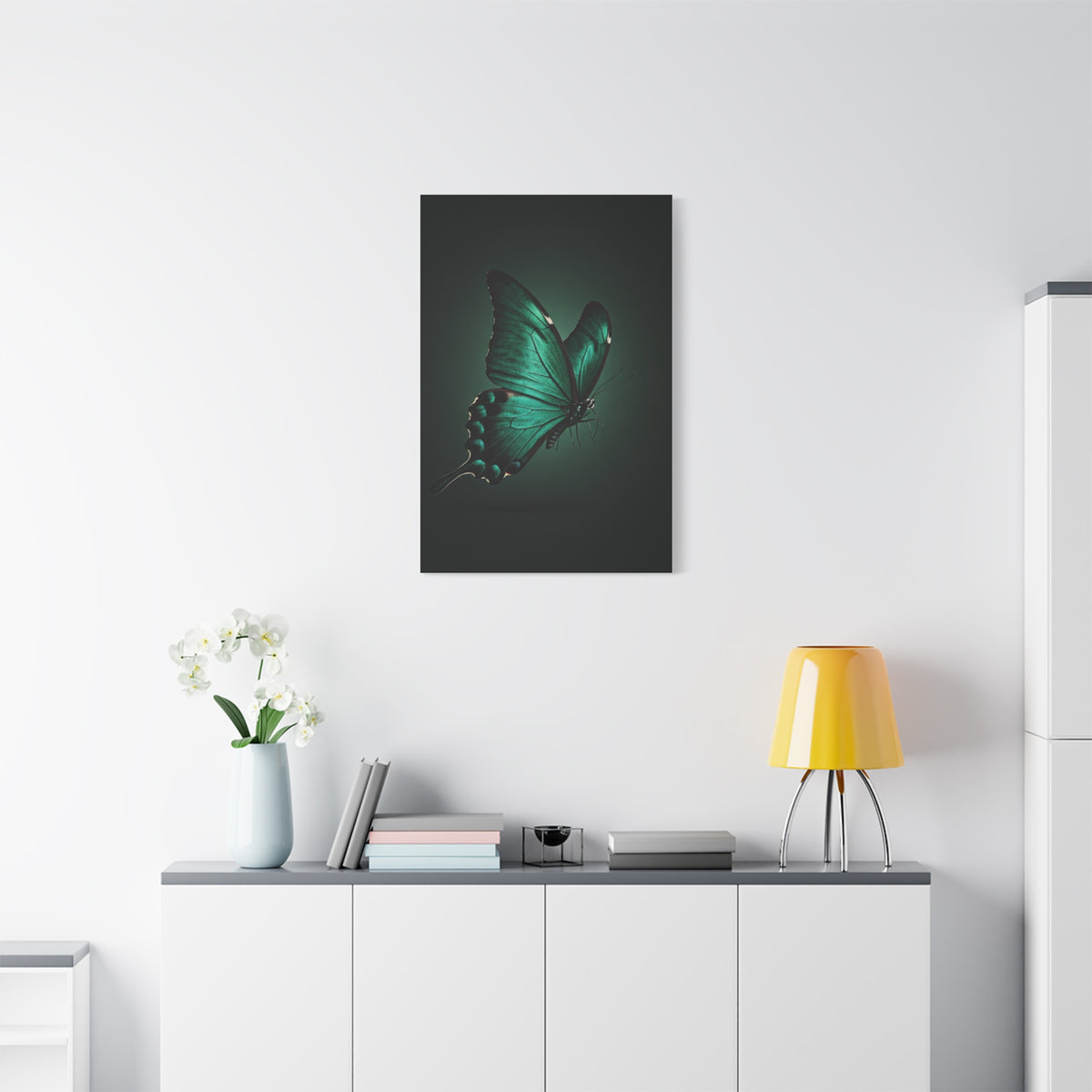 Emerald Swallowtail Butterfly in Shadow Light Wall Art & Canvas Prints