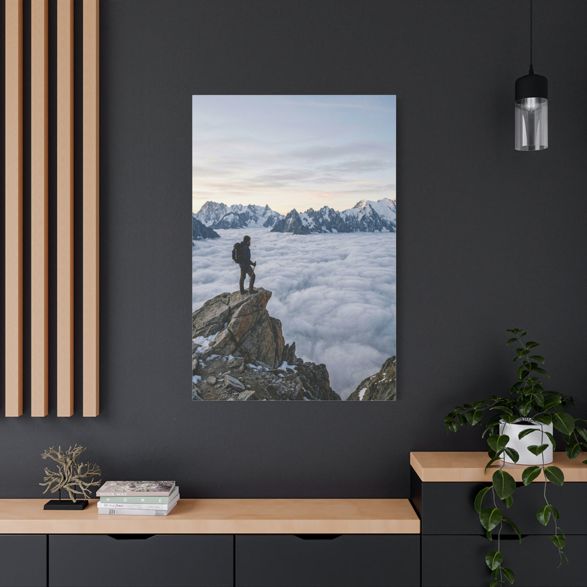 High Altitude Cloud Sea & Hiker Wall Art & Canvas Print
