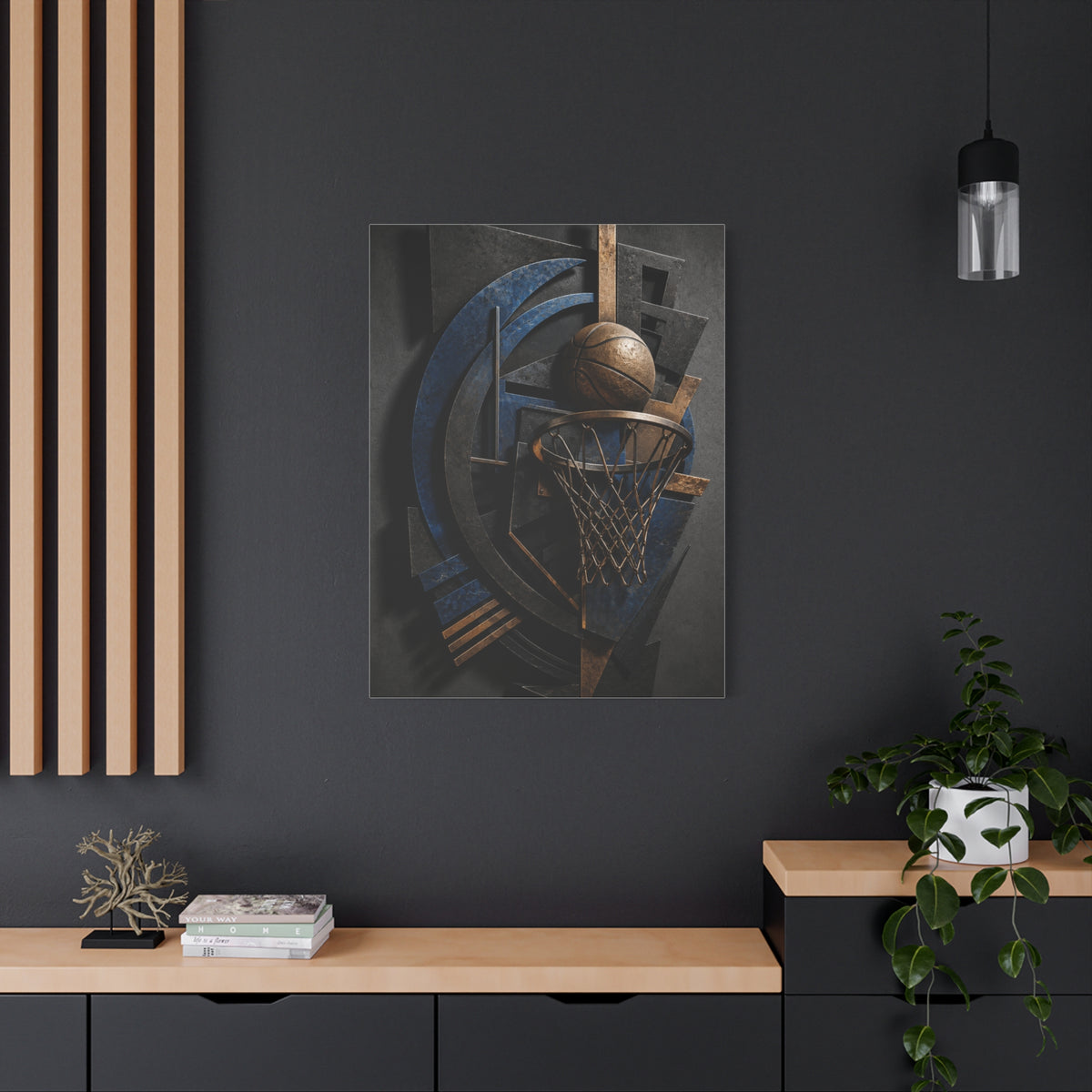 Layered Metal Basketball Sculpture Sports Wall Art & Canvas Print