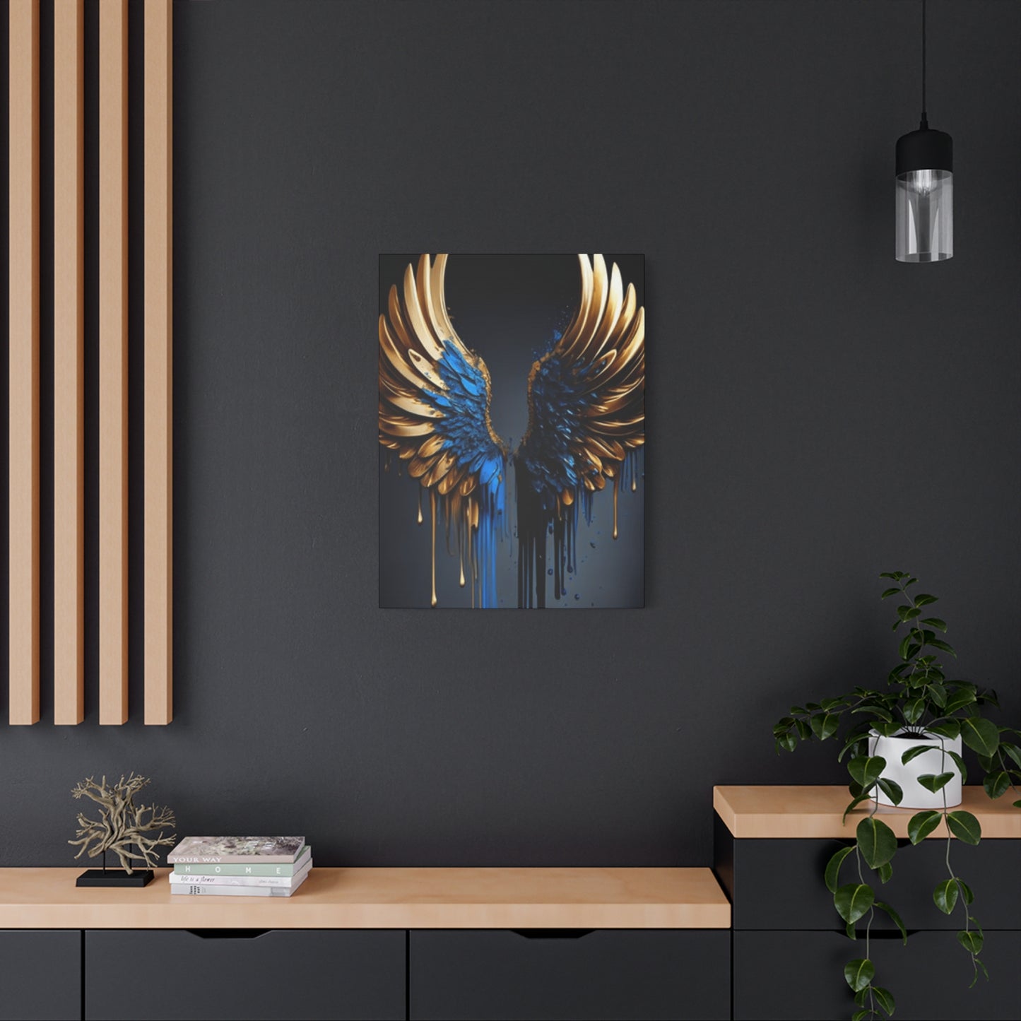 Gold and Blue Angel Wings Wall Art & Canvas Prints