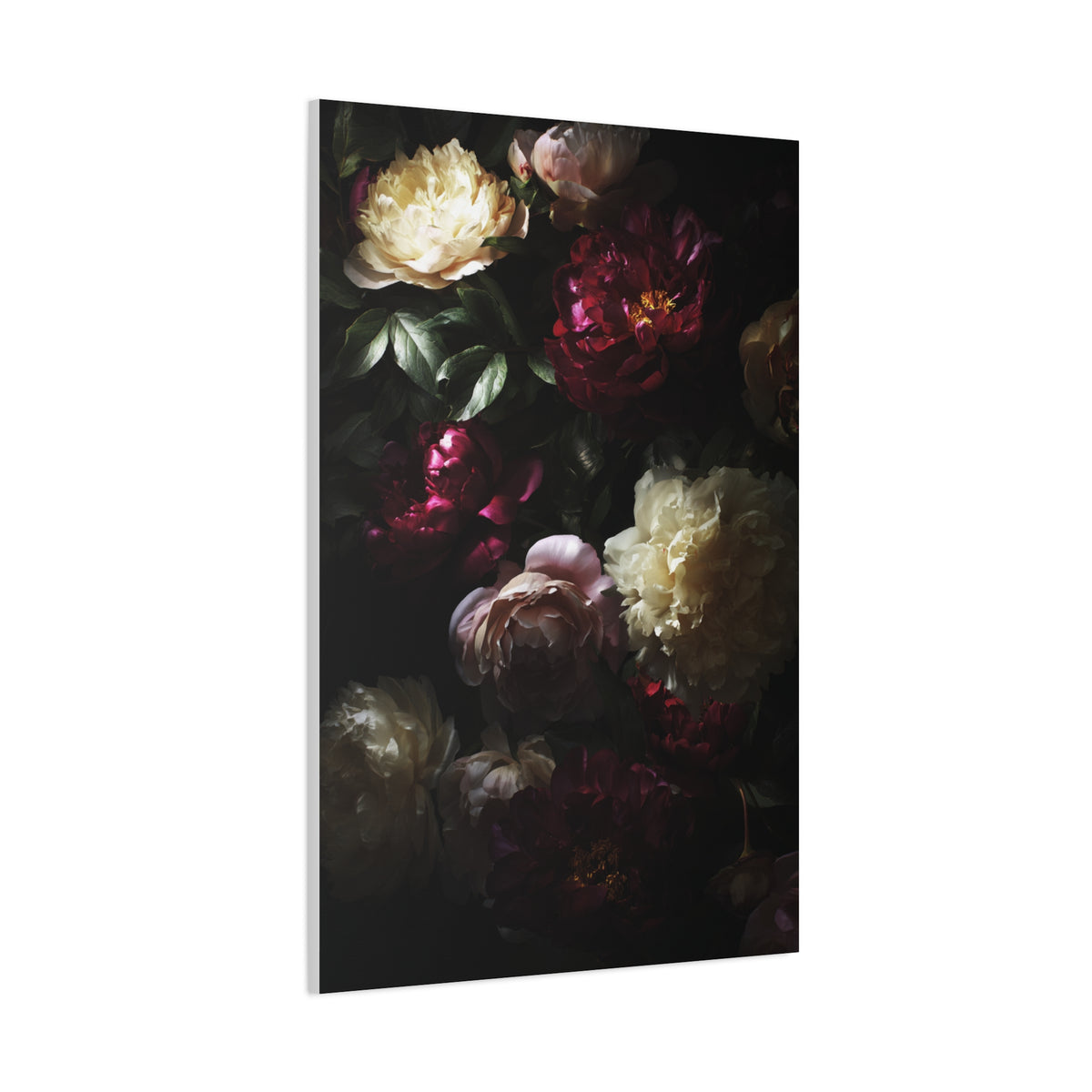 Luminous Peonies on Dark Background Wall Art & Canvas Print