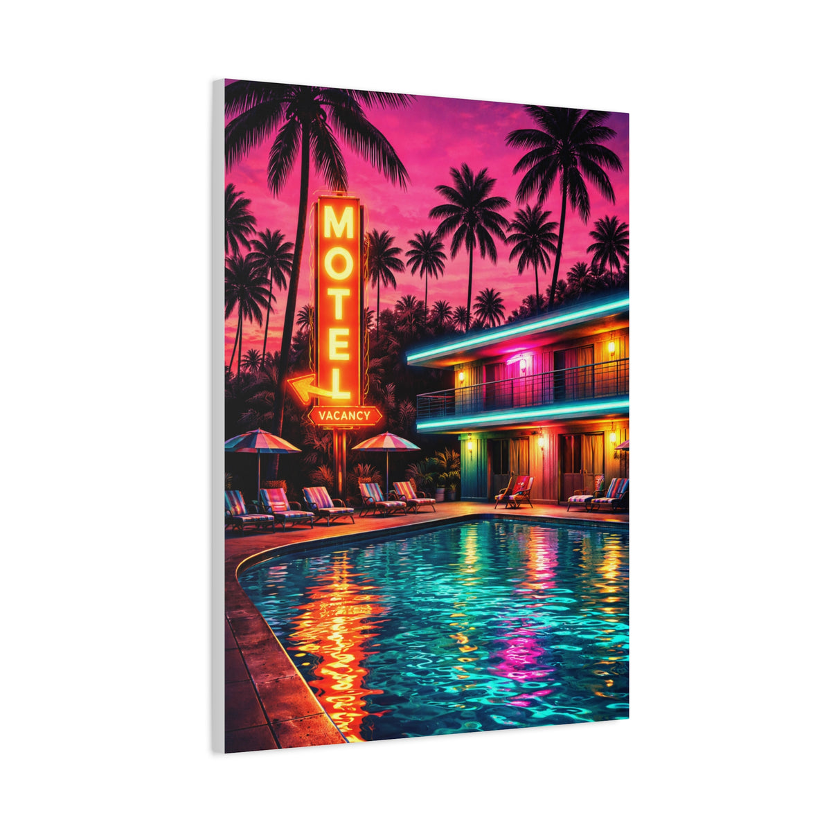 Surreal Pop-Art Motel Night Scene Wall Art & Canvas Print