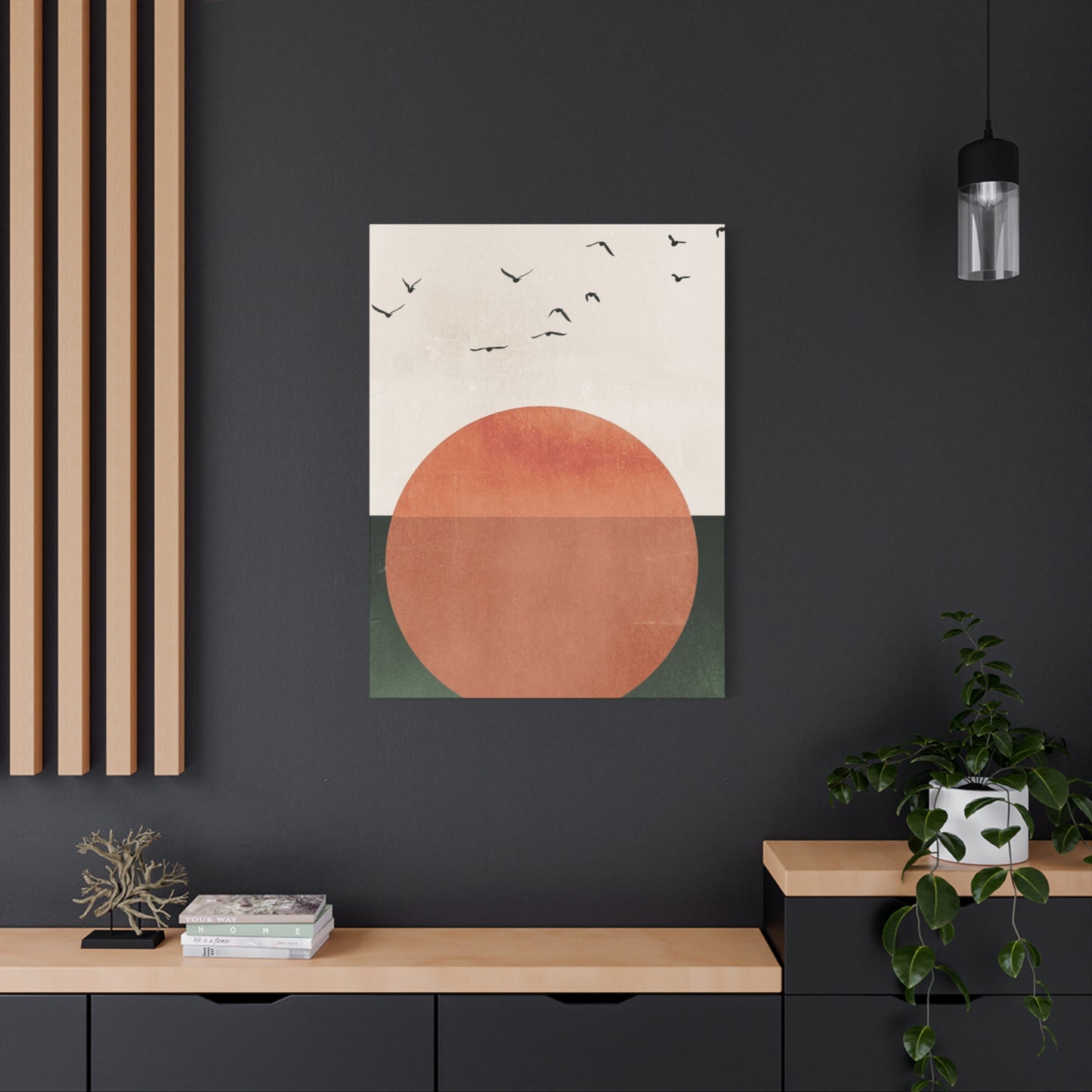 Big sun and Flying Birds Wall Art & Canvas Prints