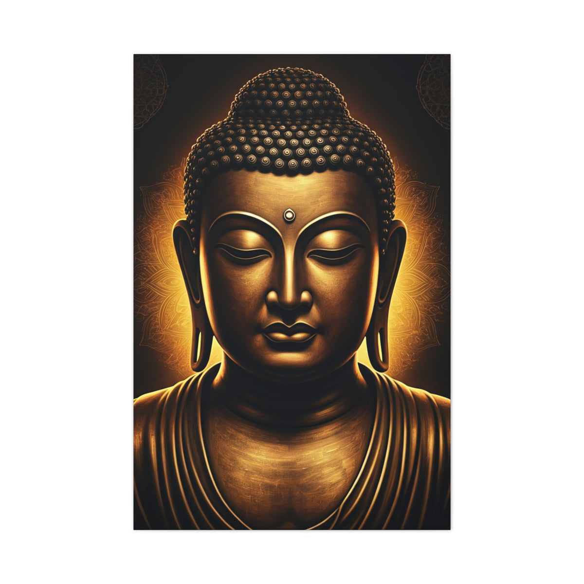 Golden Calm Buddha Portrait Wall Art & Canvas Prints