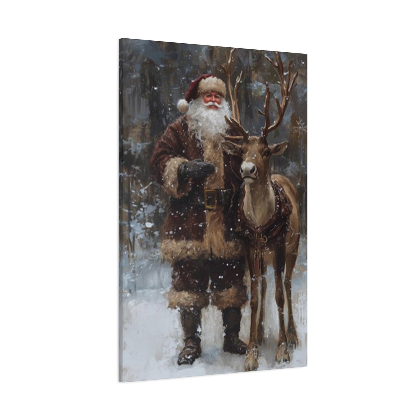 Santa Claus And Reindeer Photo Wall Art & Canvas Prints