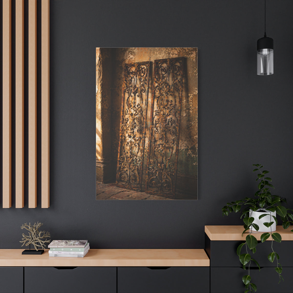 Wrought Iron Shutter Study Wall Art & Canvas Print