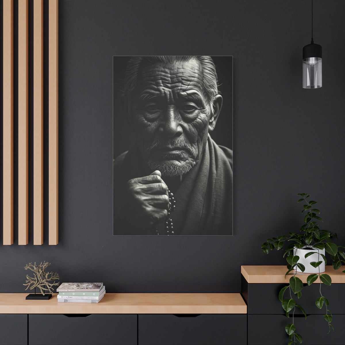 Elder Man with Reflective Expression Wall Art & Canvas Prints