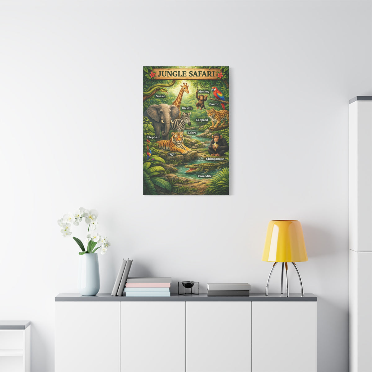 Jungle Safari Adventure Learning Poster Wall Art & Canvas Print