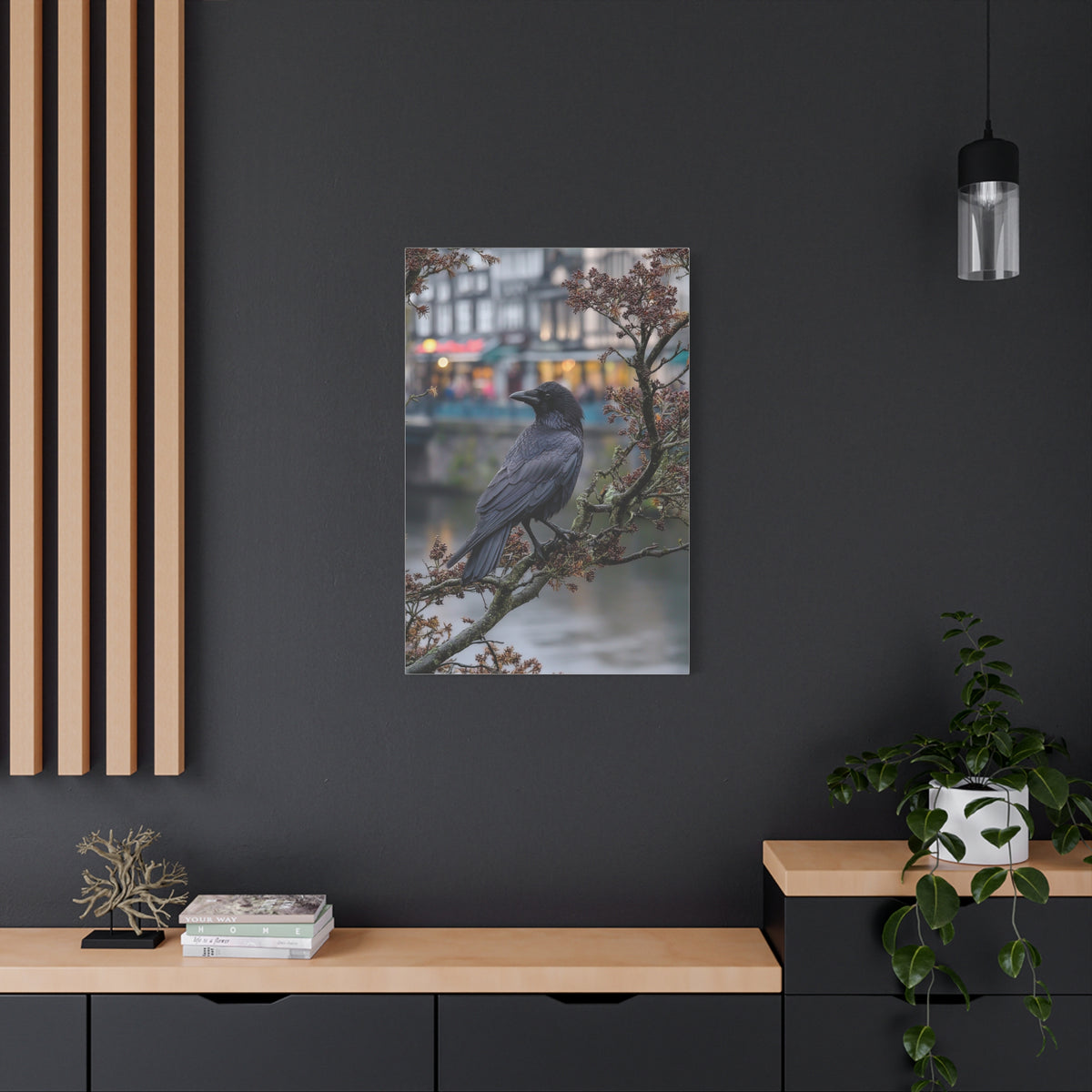 Raven on a Tree Branch Wall Art & Canvas Print