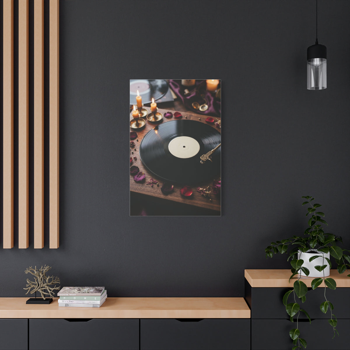 Candlelit Vinyl Love Night Scene Wall Art & Canvas Print