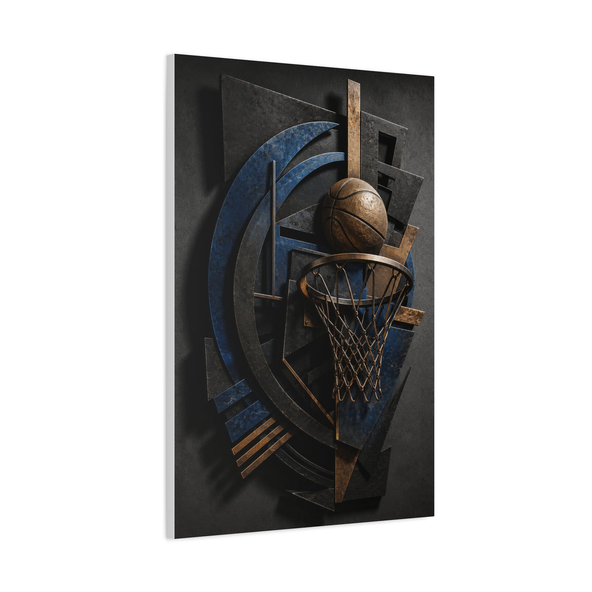 Layered Metal Basketball Sculpture Sports Wall Art & Canvas Print