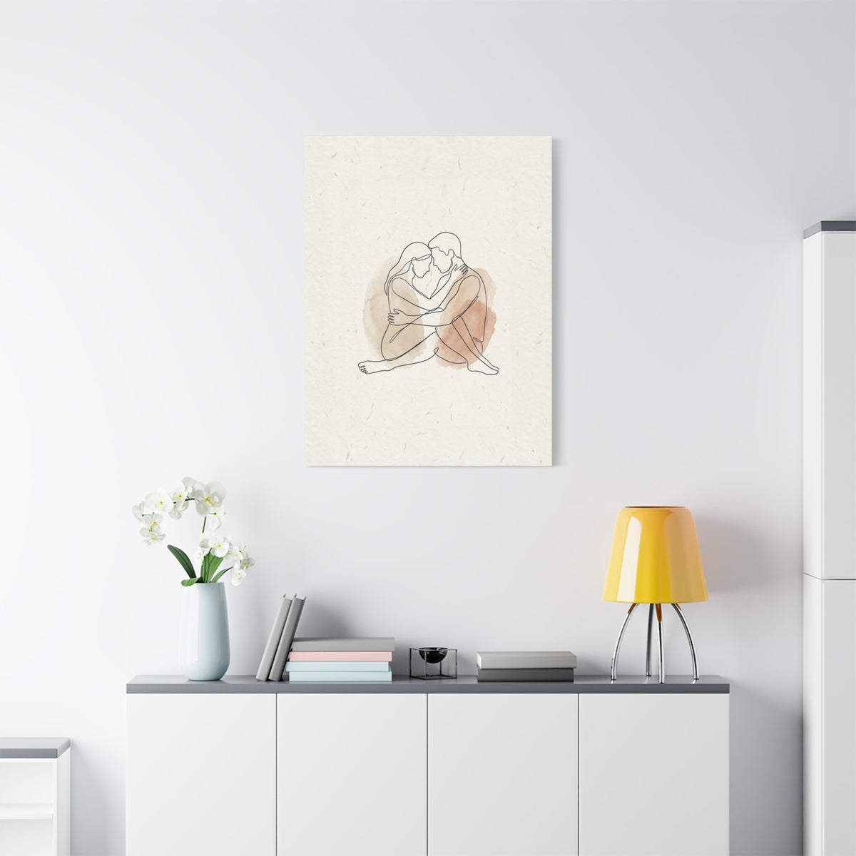 Minimal Line Art Intimate Embrace Wall Art & Canvas Print