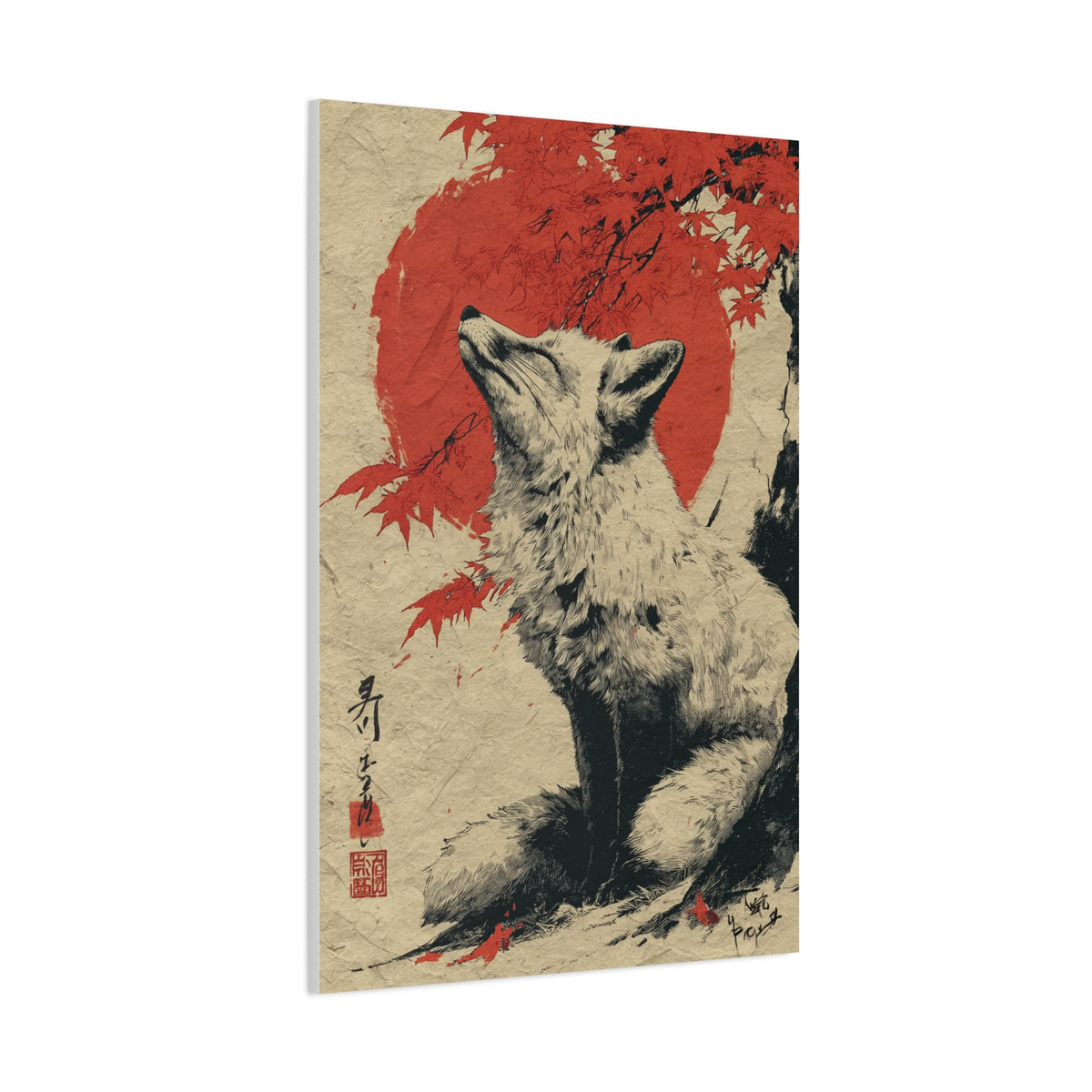 Japanese Ink Fox Minimalism Wall Art & Canvas Print