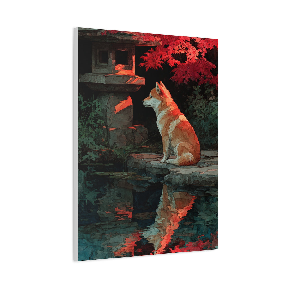 Shiba Inu Kyoto Garden Reflection Wall Art & Canvas Print