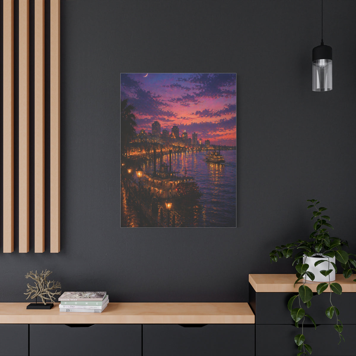 Mississippi River Twilight Cityscape Wall Art & Canvas Print