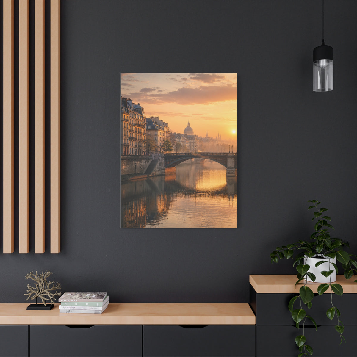 Paris Along the Seine Sunrise Wall Art & Canvas Print