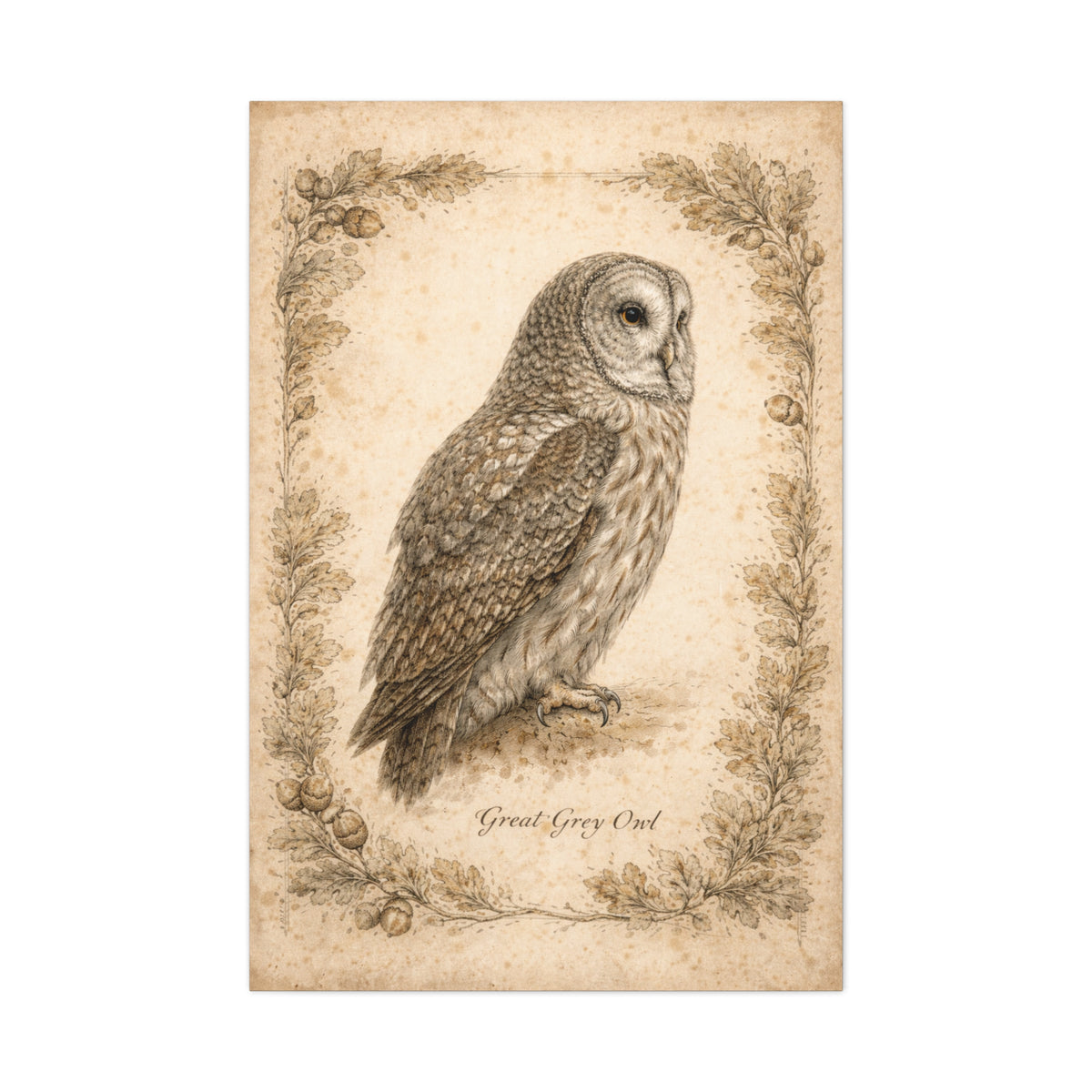 Antique Natural History Owl Study Wall Art & Canvas Print