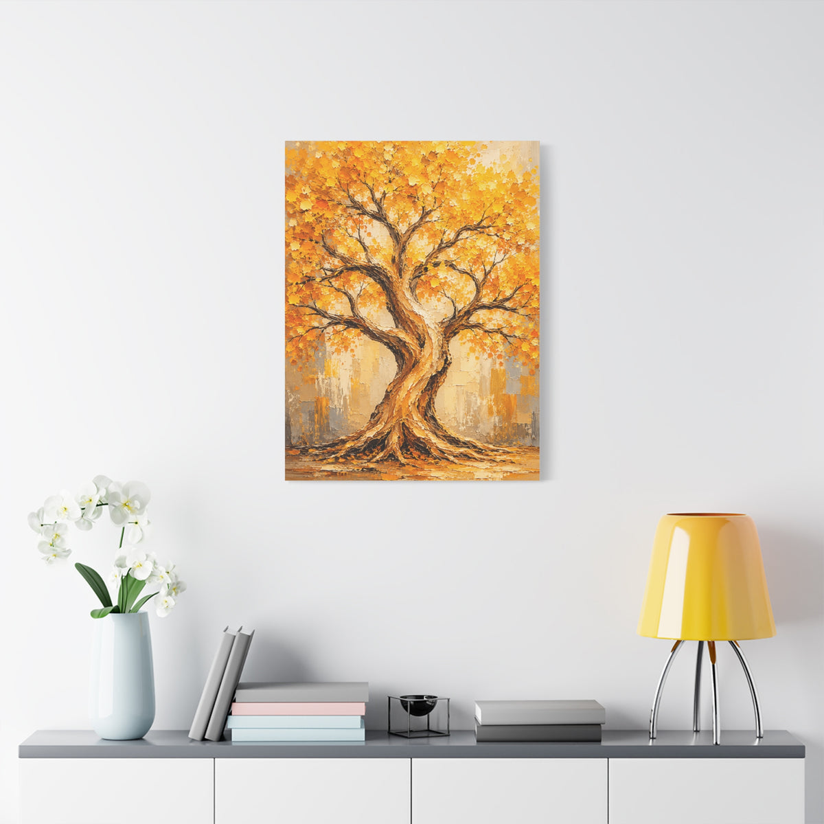Golden Autumn Tree Impressionist Scene Wall Art & Canvas Print