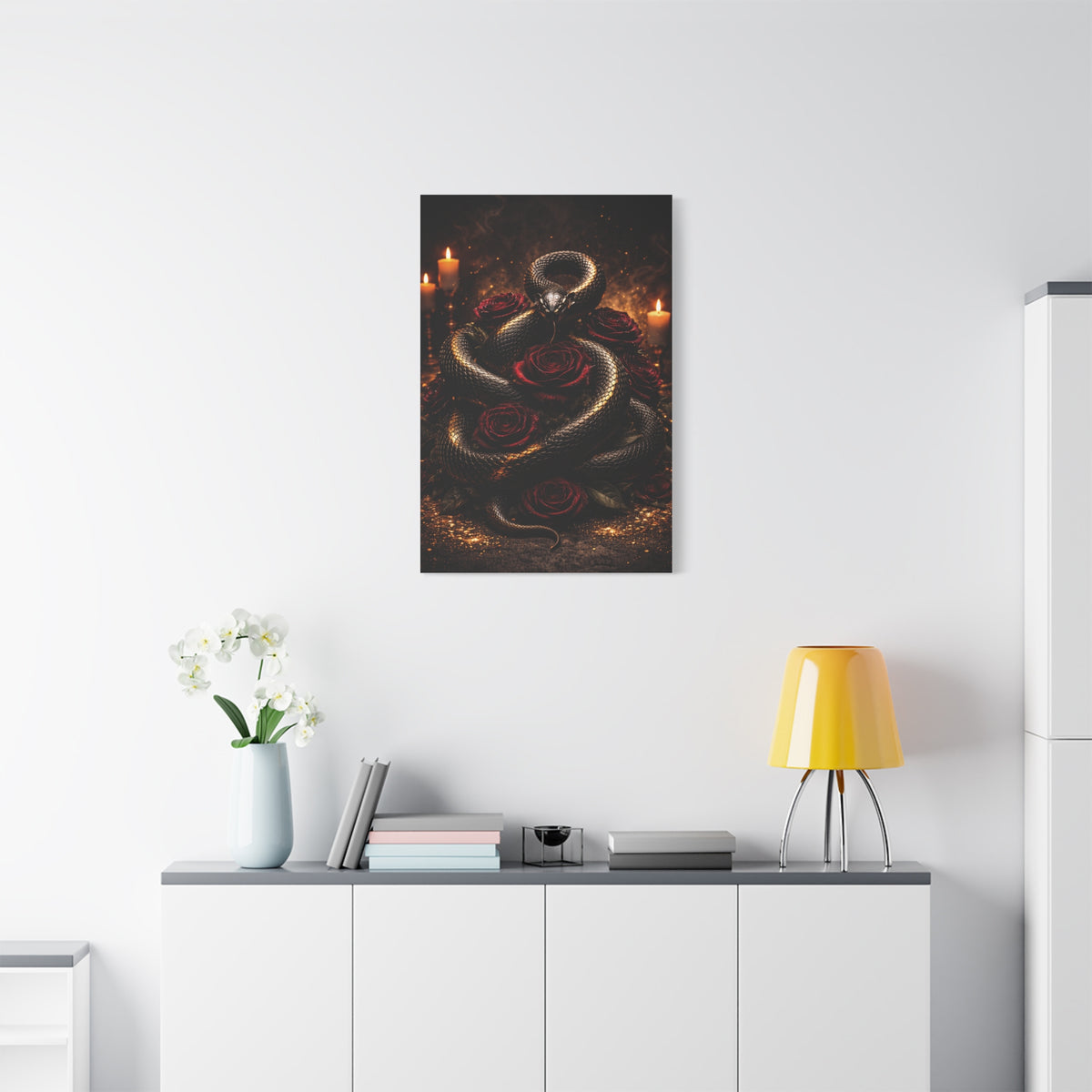 Black Serpent Crimson Rose Gold Wall Art & Canvas Print
