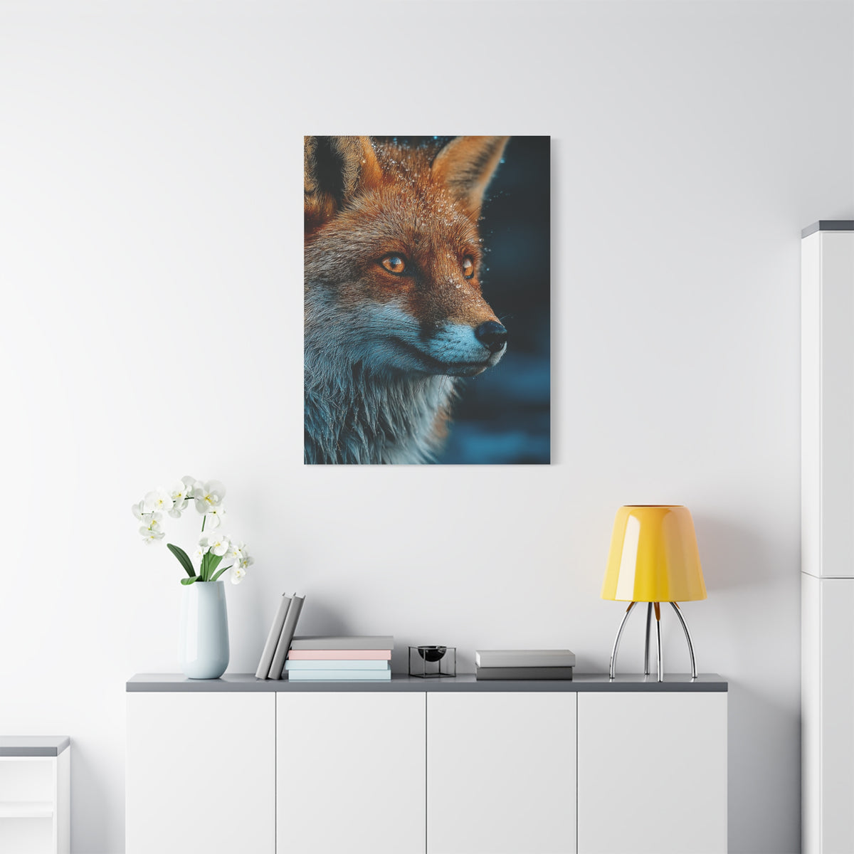 Rain-Soaked Fox Twilight Portrait Wall Art & Canvas Print
