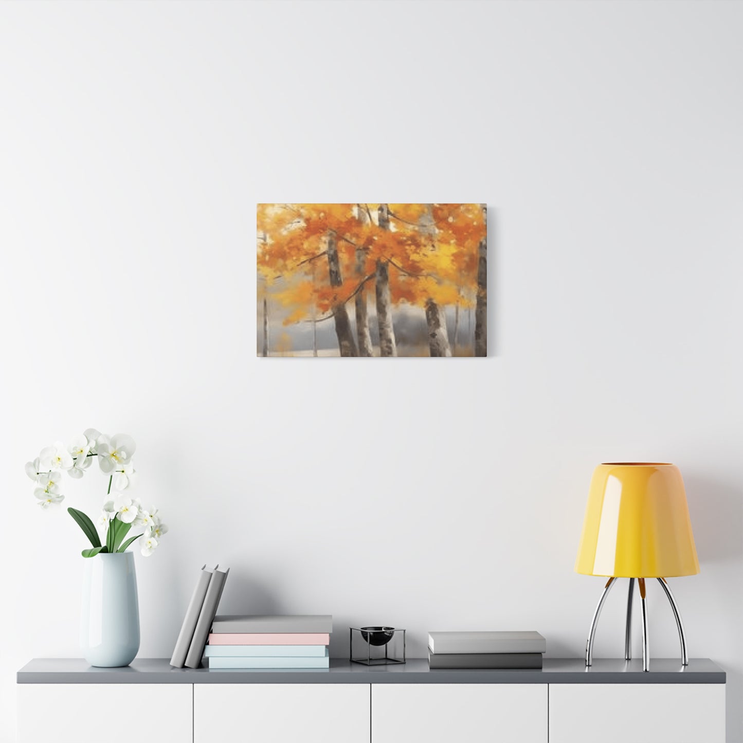Orange Birch Trees Painting Wall Art & Canvas Prints