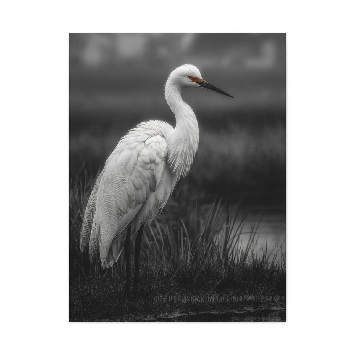 Light Grey Crane Mist Portrait Wall Art & Canvas Print