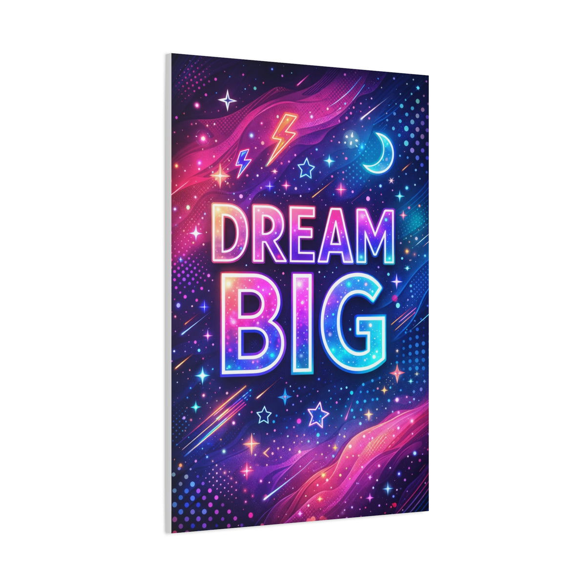 Dream Big Neon Galaxy Typography Wall Art & Canvas Print