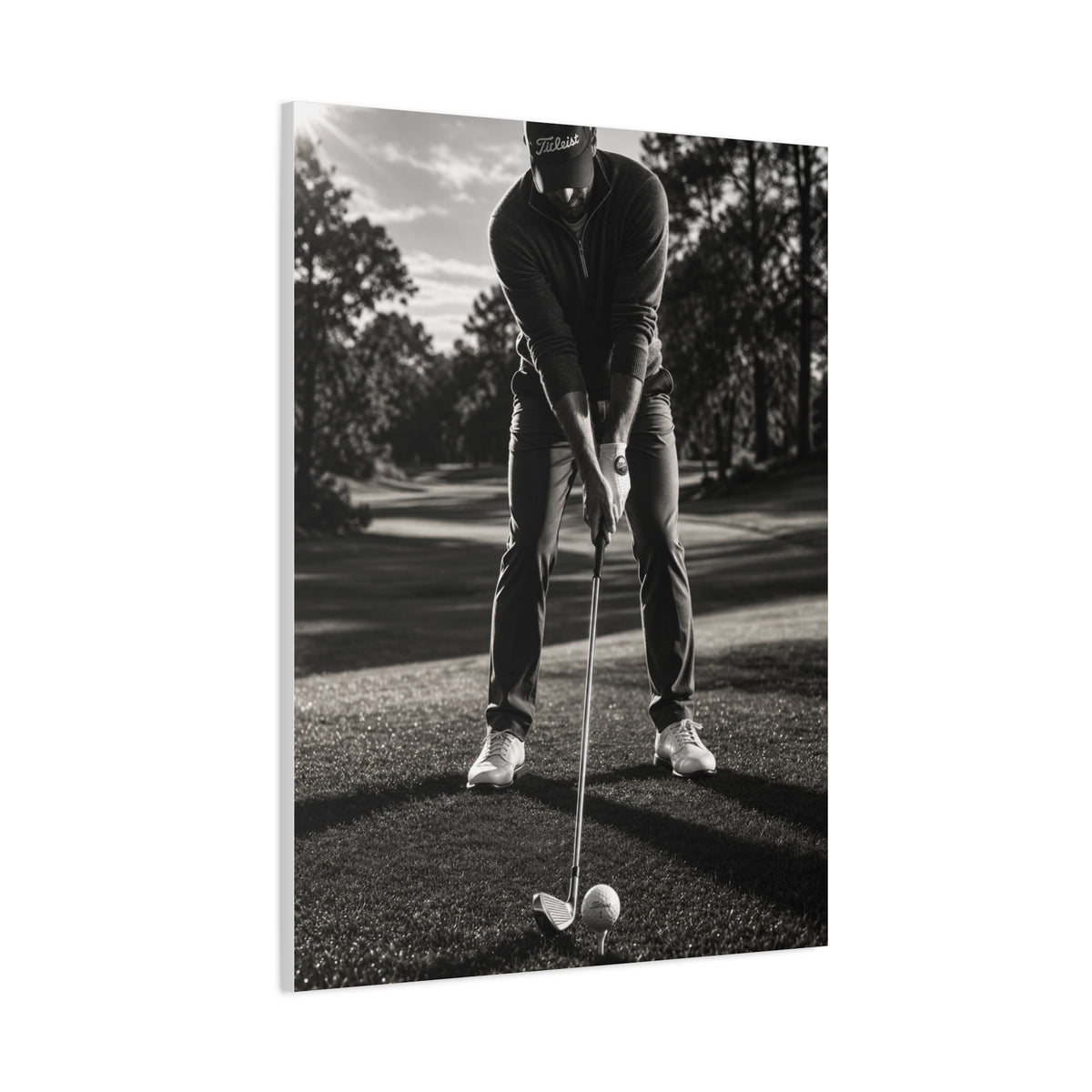 Black and White Golf Grip Portrait Wall Art & Canvas Print
