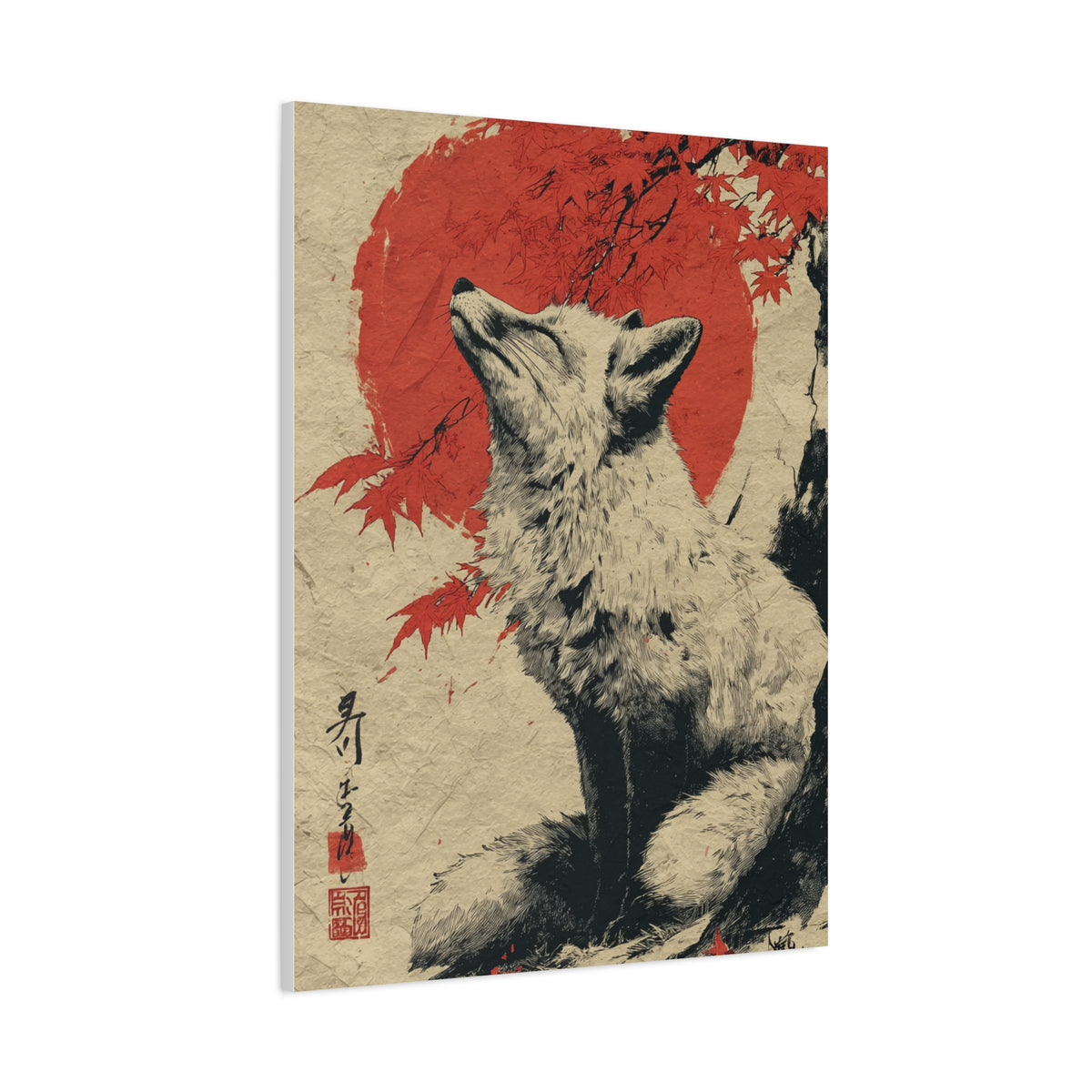 Japanese Ink Fox Minimalism Wall Art & Canvas Print