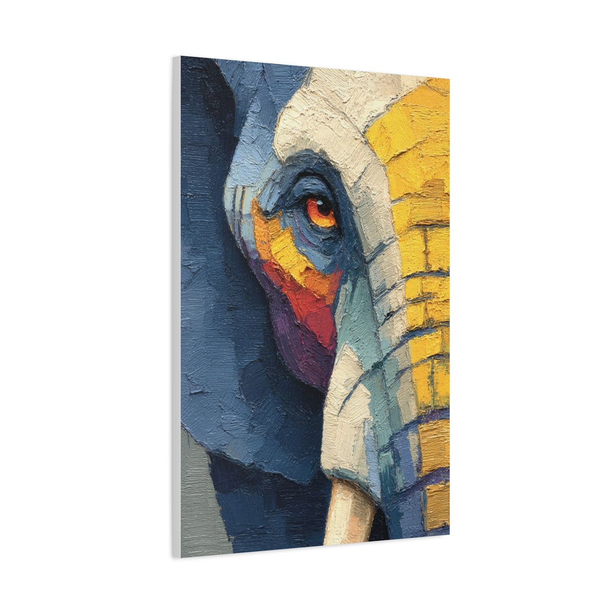 Expressive Oil Impasto Elephant Close-Up Wall Art & Canvas Print