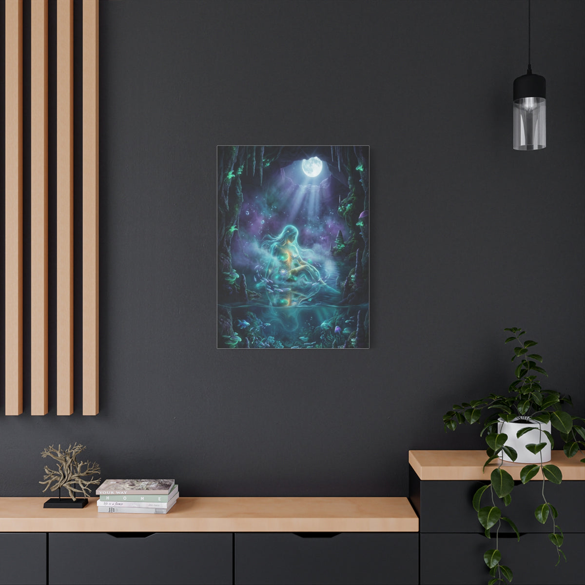 Moonlit Cave Surreal Figure Wall Art & Canvas Print