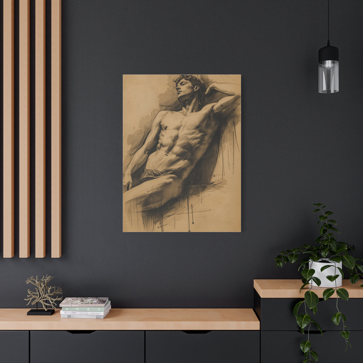 Charcoal Expression Male Study Wall Art & Canvas Print