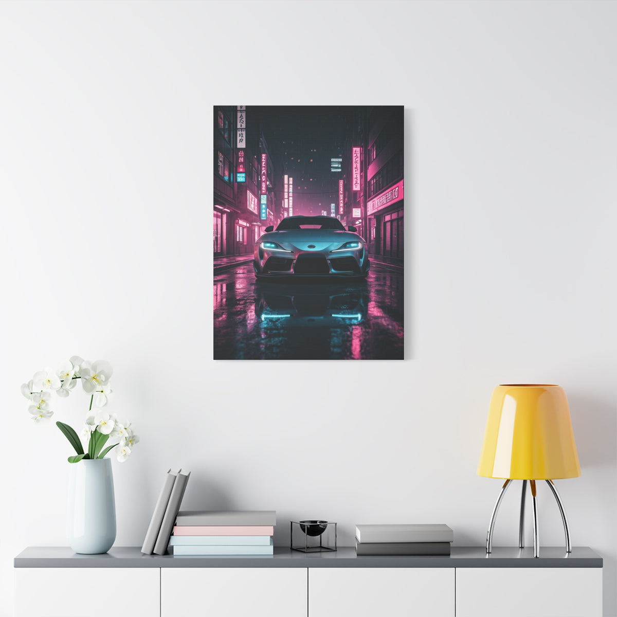 Toyota Supra Mk5 Cyberpunk Street Reflections Wall Art & Canvas Prints