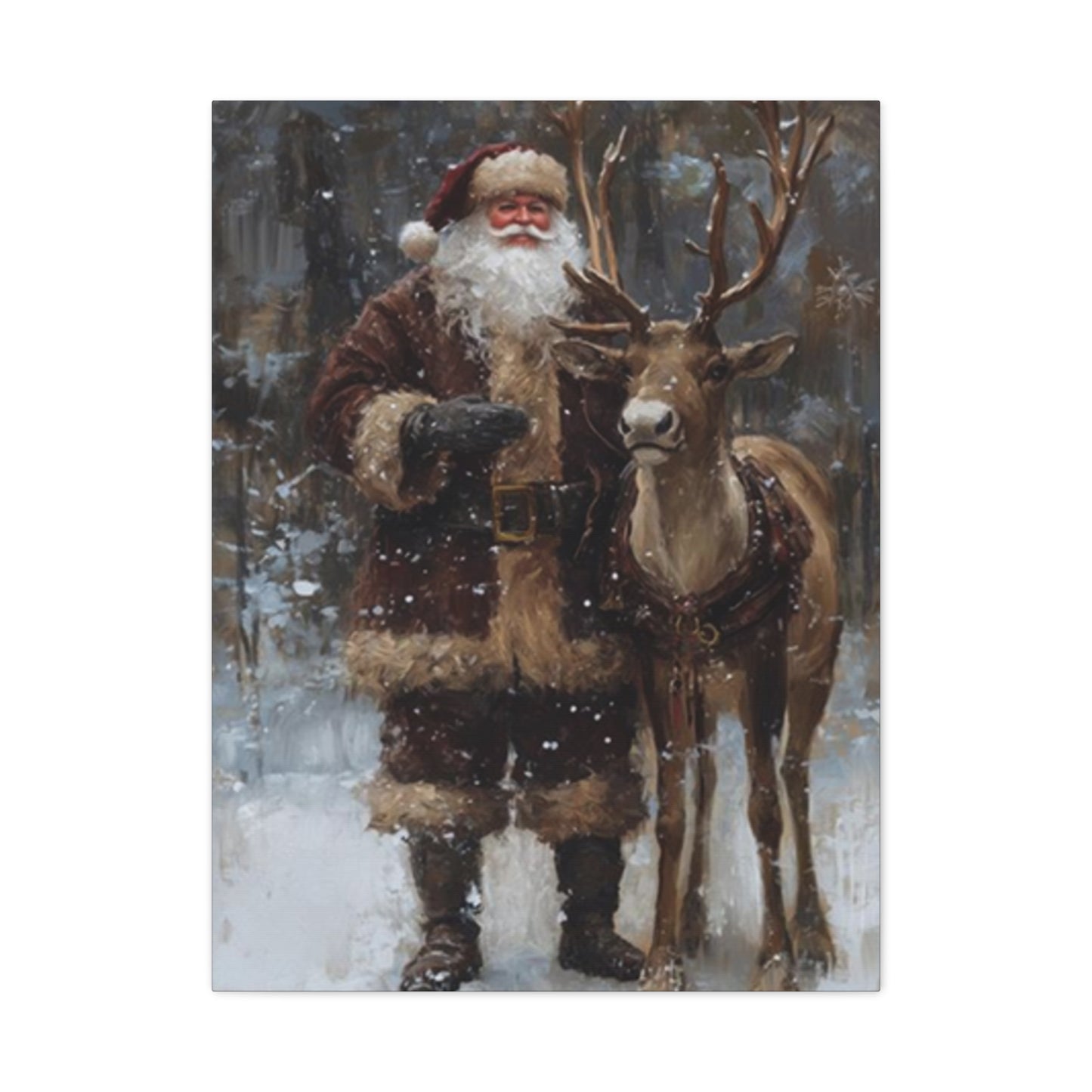 Santa Claus And Reindeer Photo Wall Art & Canvas Prints