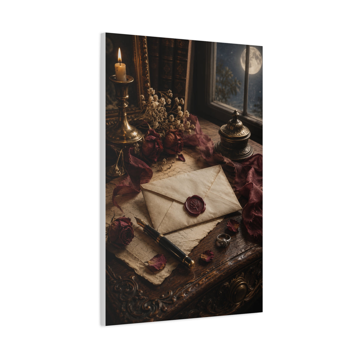 Vintage Love Letter Candlelight Desk Wall Art & Canvas Print