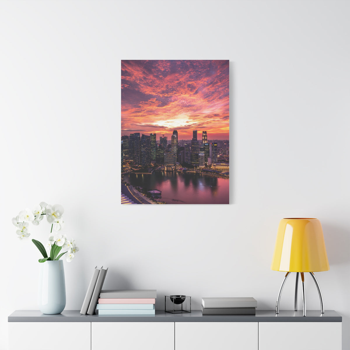 Singapore Skyline Sunset Reflections Wall Art & Canvas Print