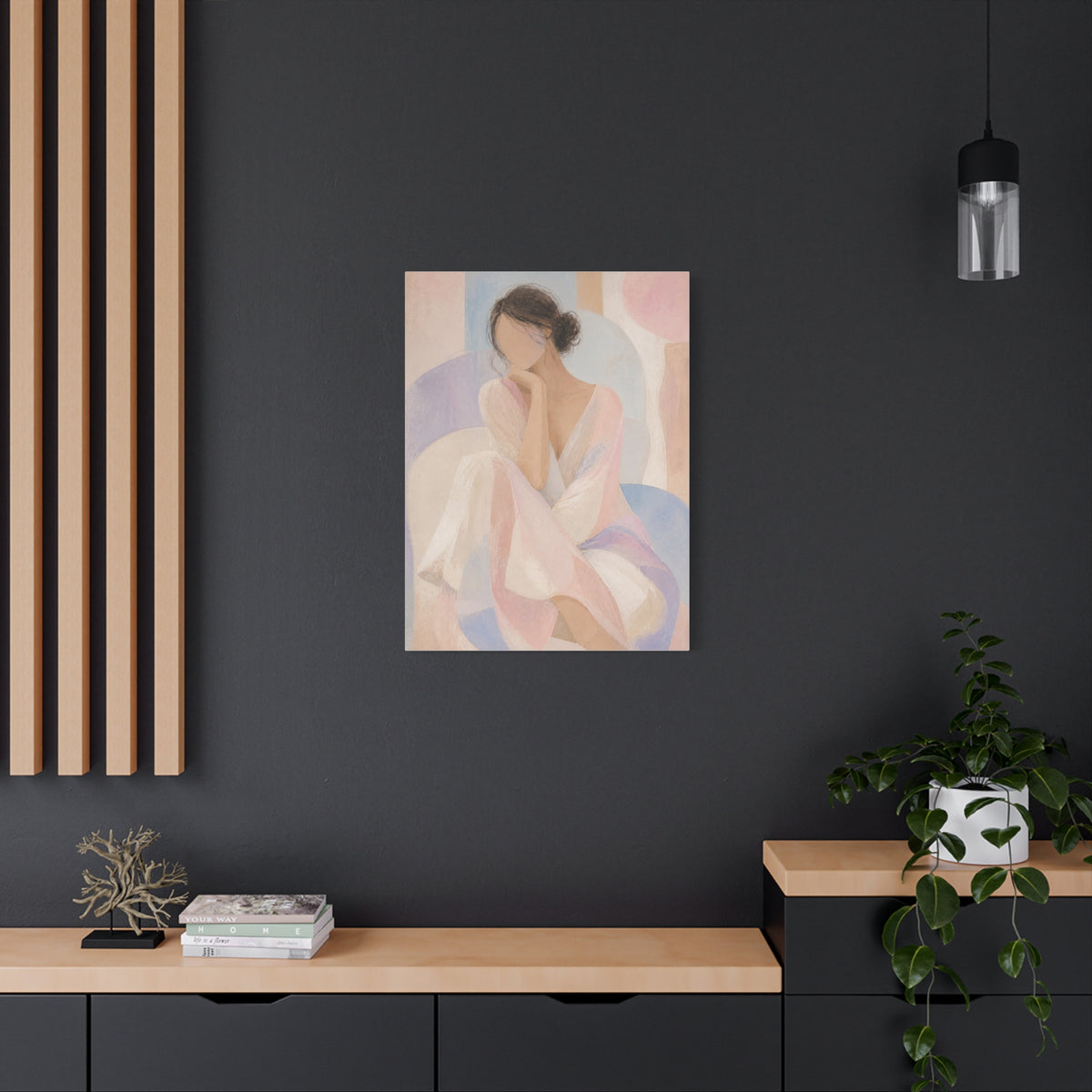 Seated Figure in Pastel Tones Wall Art & Canvas Print
