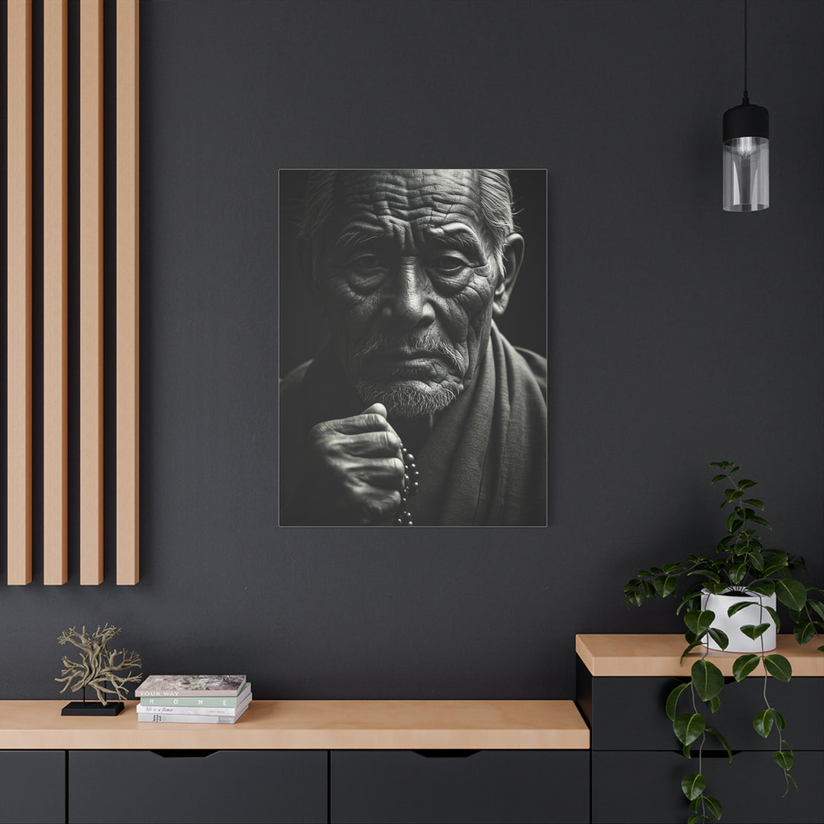 Elder Man with Reflective Expression Wall Art & Canvas Prints