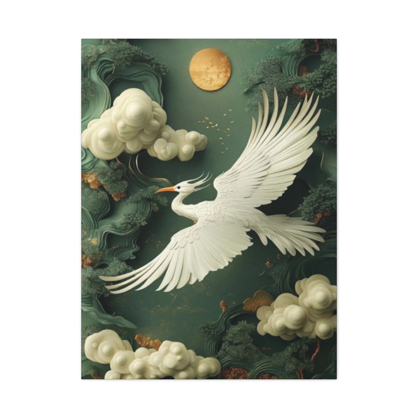 Herons & Moon Drawing Wall Art & Canvas Prints