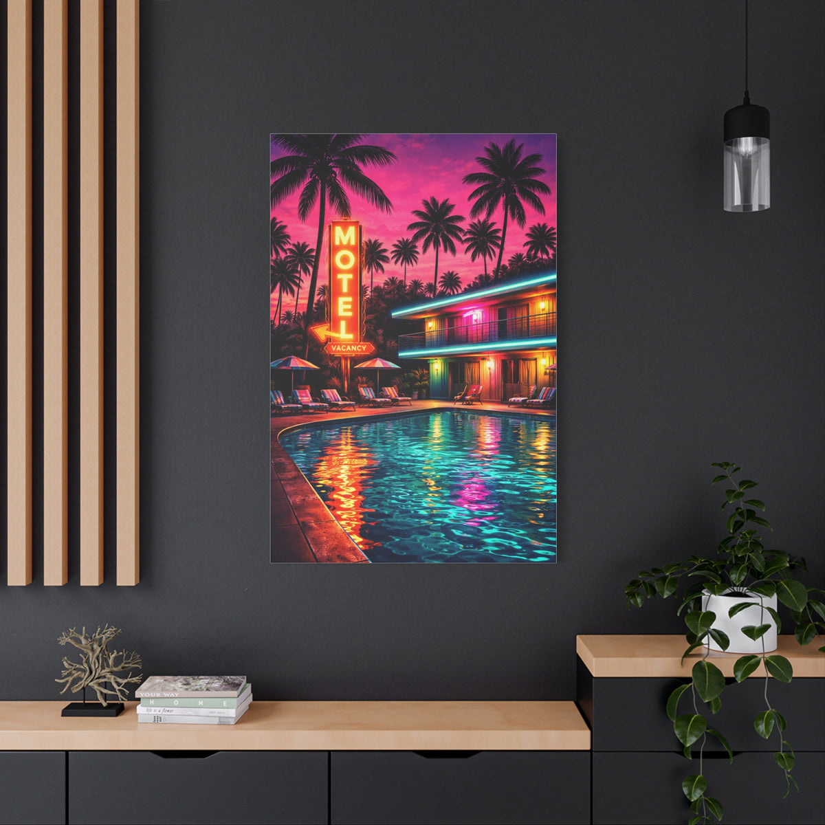 Surreal Pop-Art Motel Night Scene Wall Art & Canvas Print