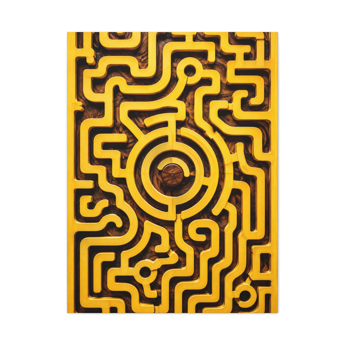 Interactive Yellow Maze Geometric Panel Wall Art & Canvas Print