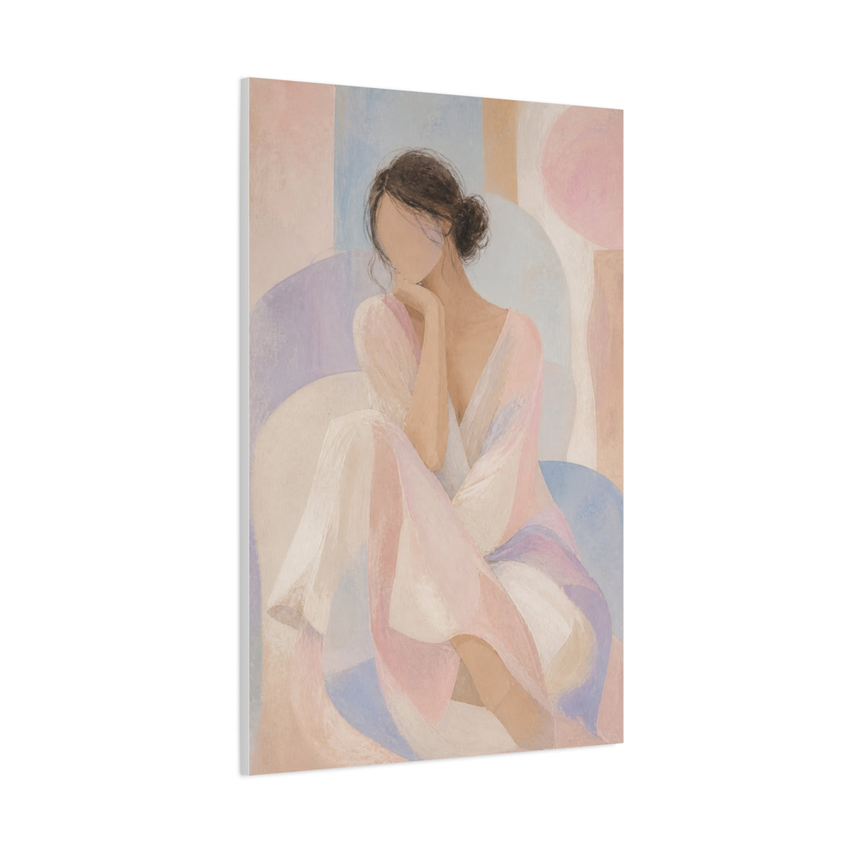 Seated Figure in Pastel Tones Wall Art & Canvas Print