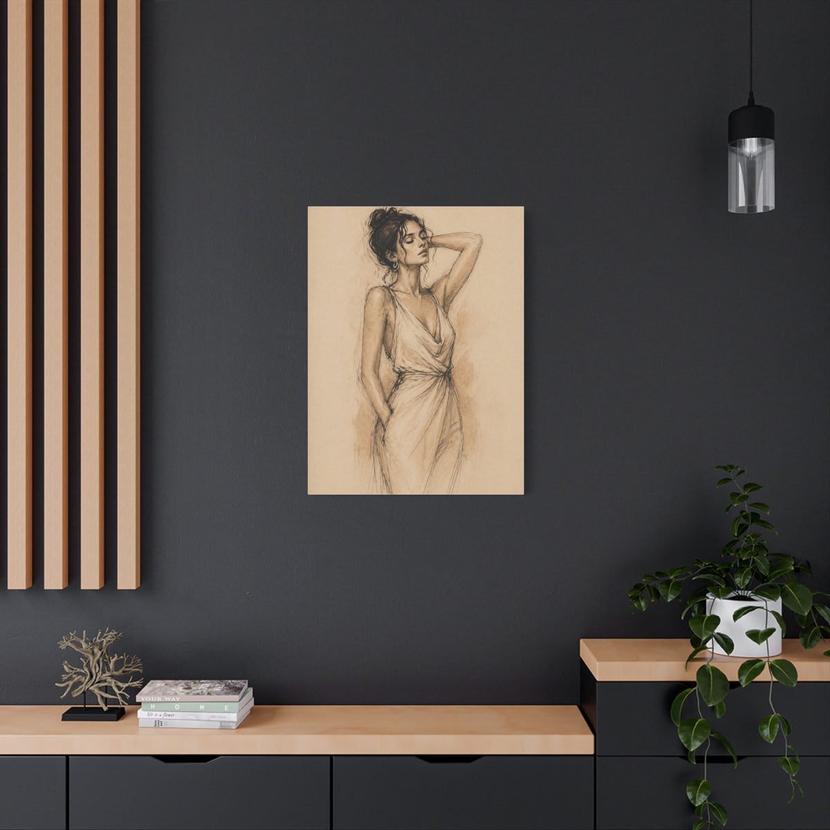 Elegant Charcoal Figure Study Wall Art & Canvas Print